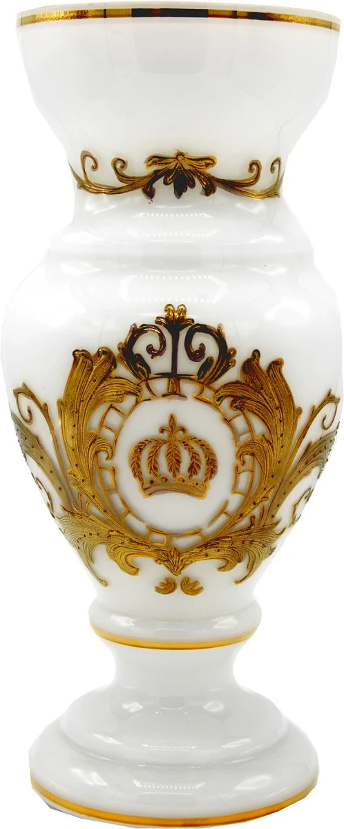Pompöös by luxury trophy vase with 24 carat gold plating white / gold Ø 14 x H. 30.5 cm - Pompöös flower vase designed by Harald Glööckler