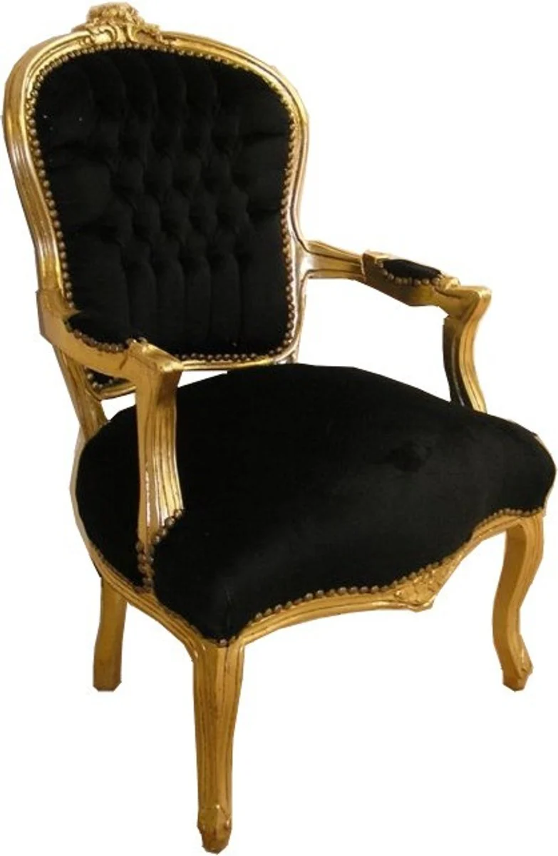 Baroque Salon Chair Black / Gold - Antique Style Furniture