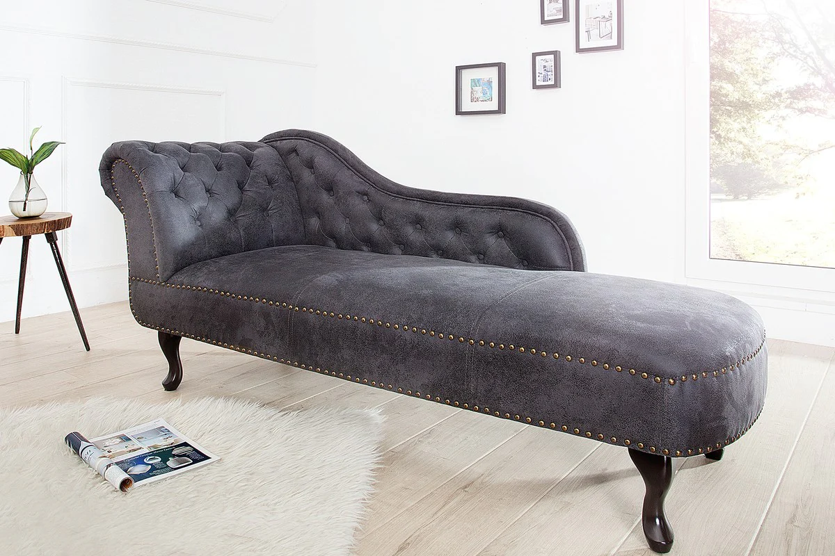 Chesterfield chaise longue / chaise longue antique gray from the house - living room chaise longue