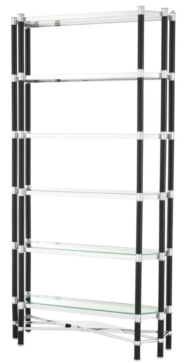 Luxury living room shelf cabinet silver / black 110 x 35 x H. 220 cm - living room cabinet