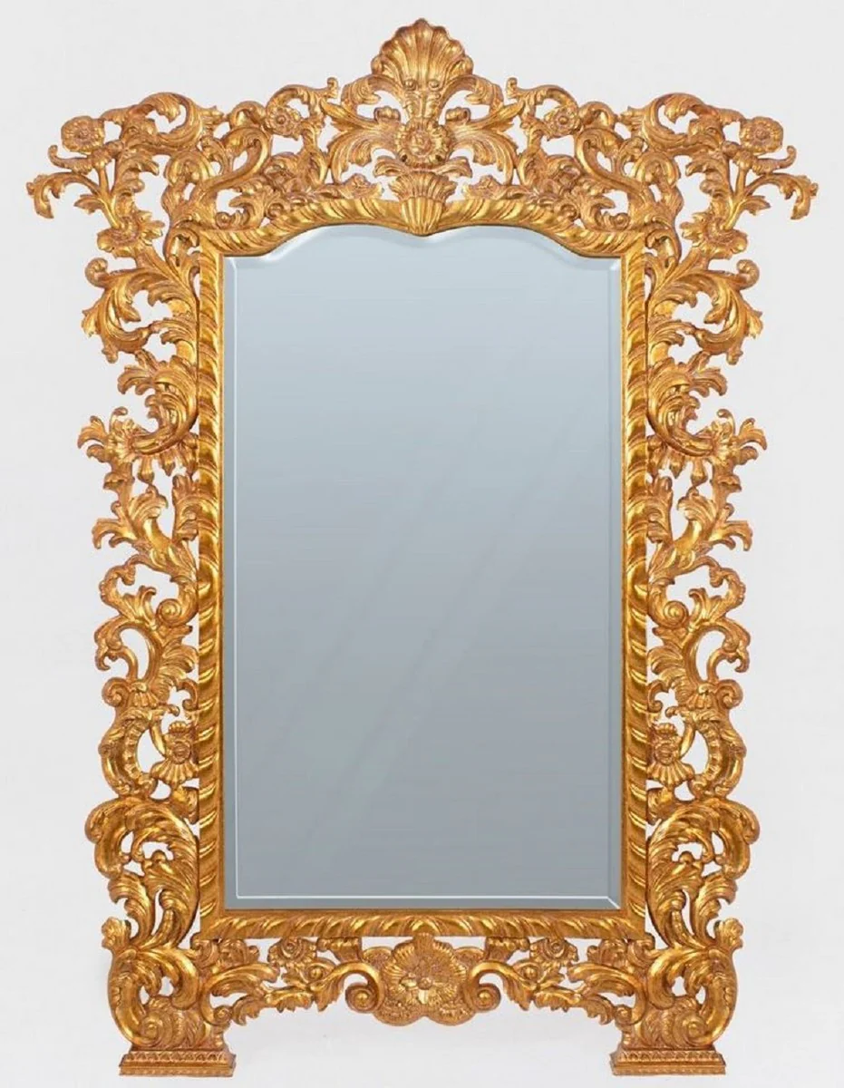 Luxury baroque standing mirror gold - magnificent solid wood mirror in baroque style - baroque furniture - noble and magnificent