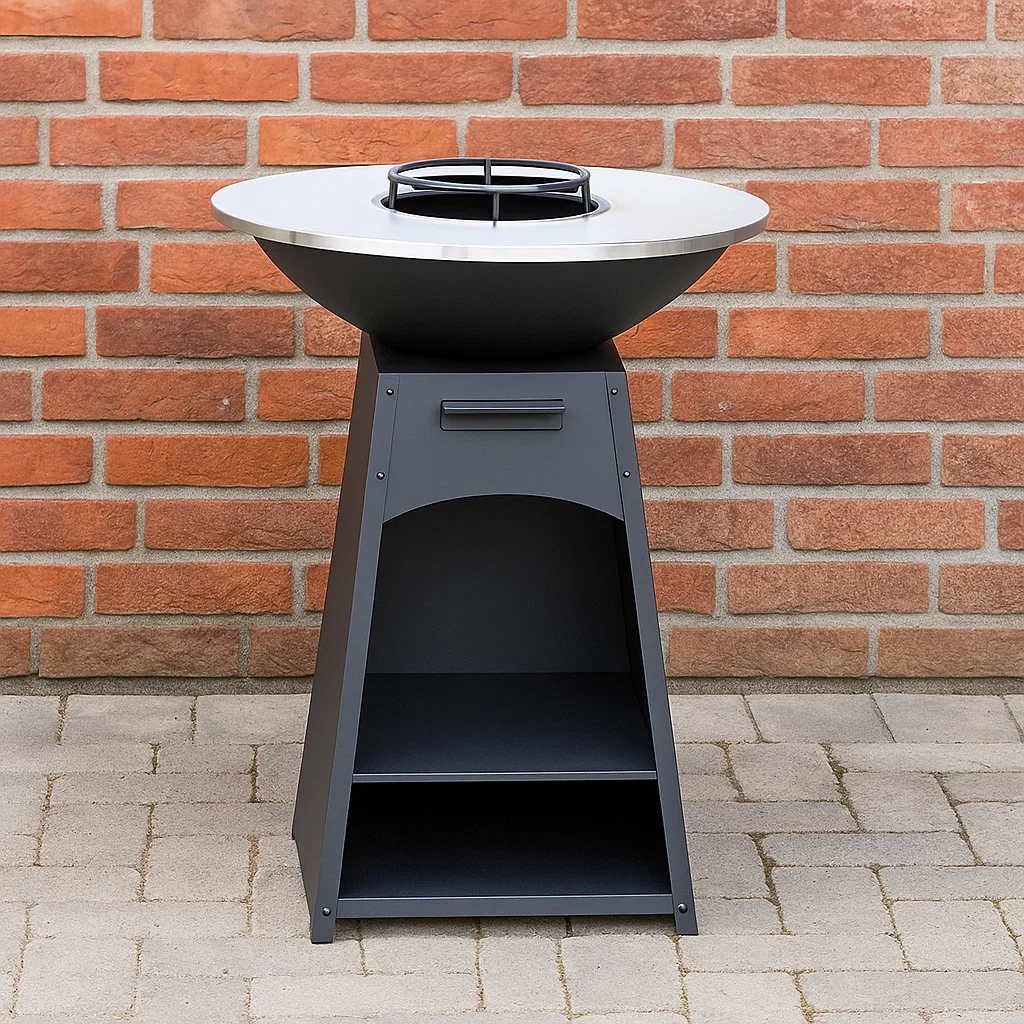 Schwarzer Stahlgrill/Feuerschale für den Außenbereich 81×81×96,1 cm - m3dE7nepCBMm