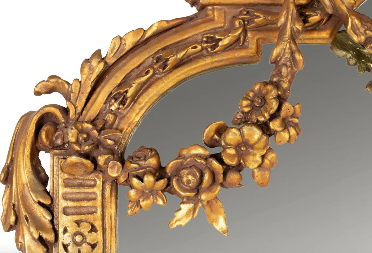 Huge baroque mirror gold 220 x 160 cm with angel motifs - antique style - heavy ornate design