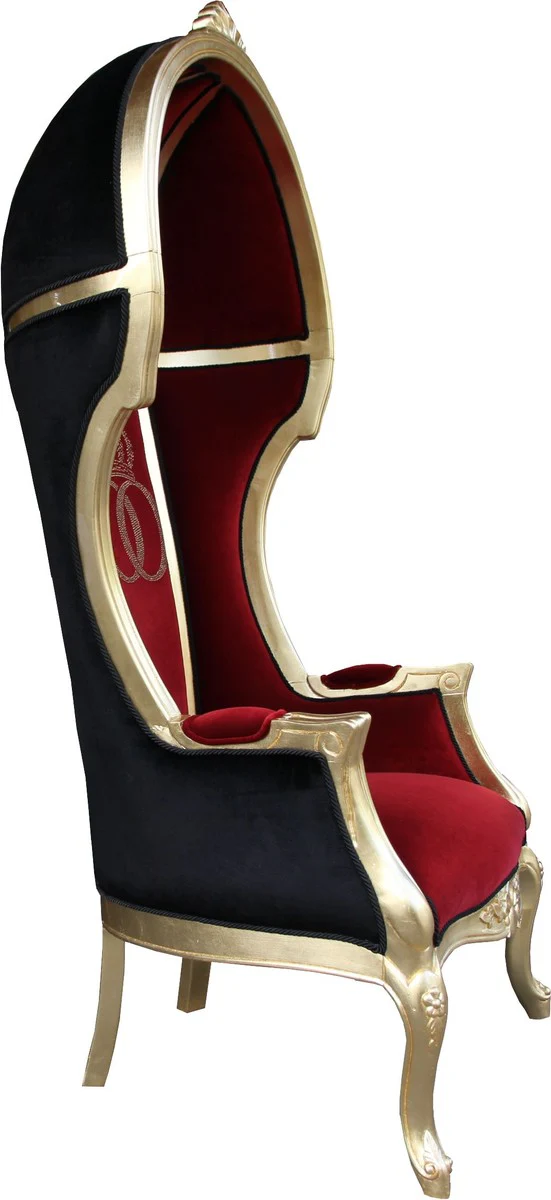 Pompöös by Luxus Ballon Baroque Armchair Isabelle Bordeaux / Black with Glittering Crown - Pompöös Baroque Armchair designed by Harald Glööckler