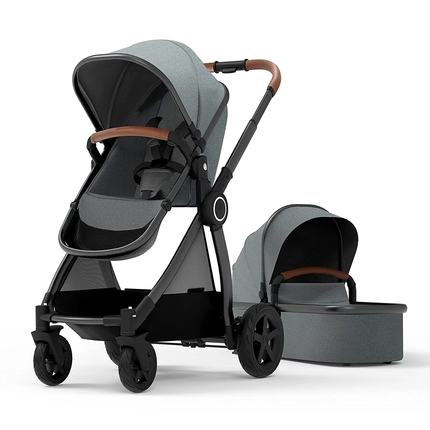 Kinderwagen mit abnehmbarem Stubenwagen – Kinderwagen in voller Größe für bequeme Ausflüge mit dem Baby – Kleinkind-Kinderwagen mit umkehrbarem Kinderwagensitz – Kinderwagen mit leichtgängigem Stubenwagen
