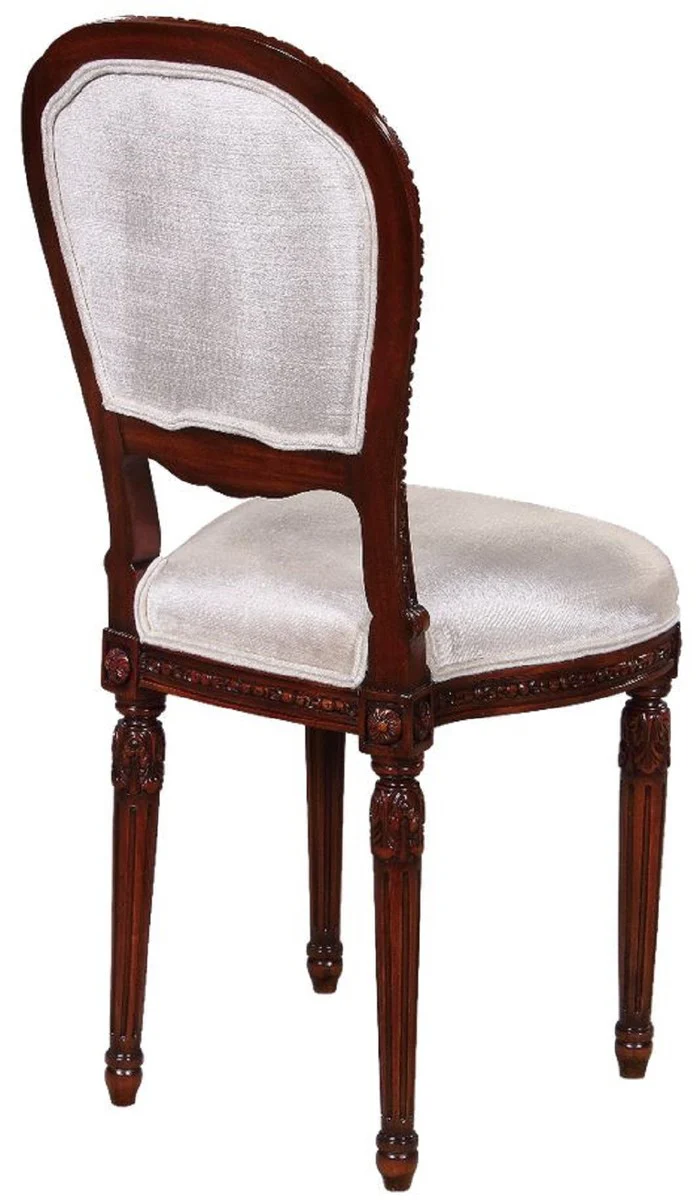 Luxury Baroque Dining Room Chair Silver / Dark Brown 41 x 50 x H. 90 cm - Dining Room Furniture in Baroque Style - Luxury Furniture in Baroque Style - Baroque Interior - Baroque Furniture