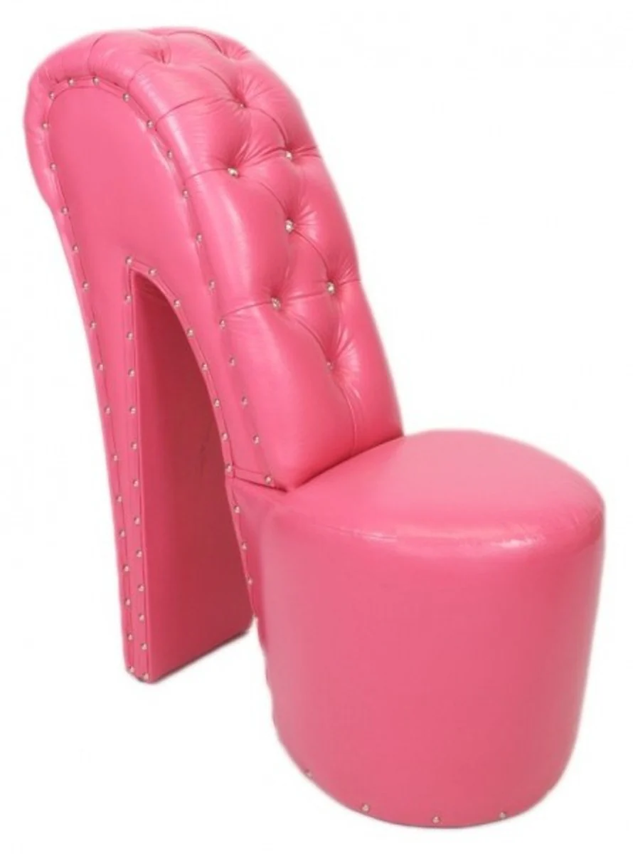 High Heel Sessel mit Dekosteinen Rosa Luxus Design - Designer Sessel - Club Möbel - Schuh Stuhl Sessel