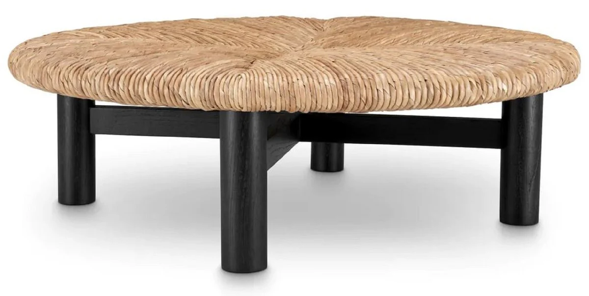 Luxury coffee table natural color / black Ø 100 x H. 30.5 cm - Round living room table - Living room furniture - Luxury furniture - Luxury furnishings