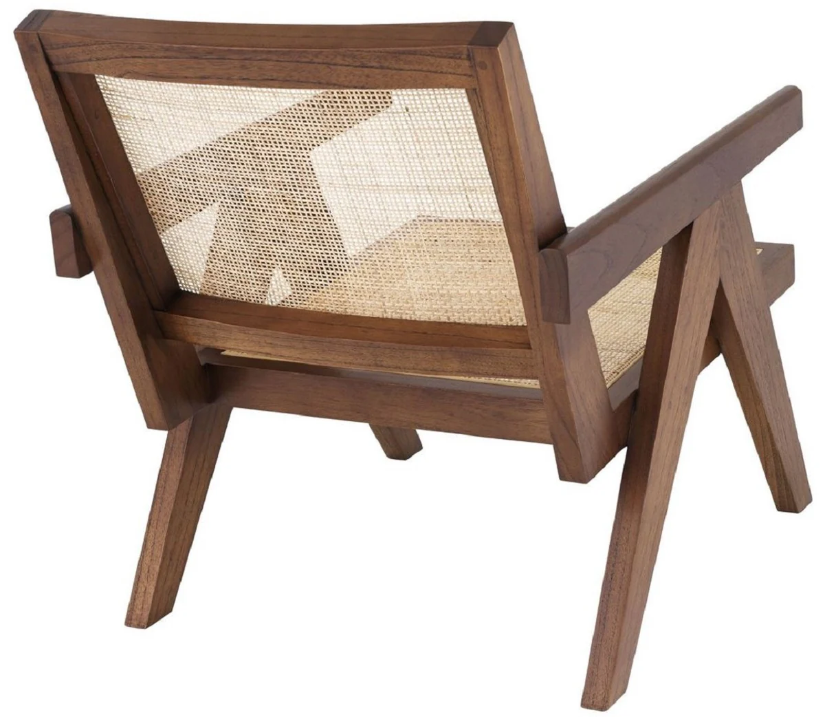 Designer chair brown / natural colors 58 x 82 x H. 70 cm - solid wood chair with armrests and hand-woven rattan weave - luxury living room furniture