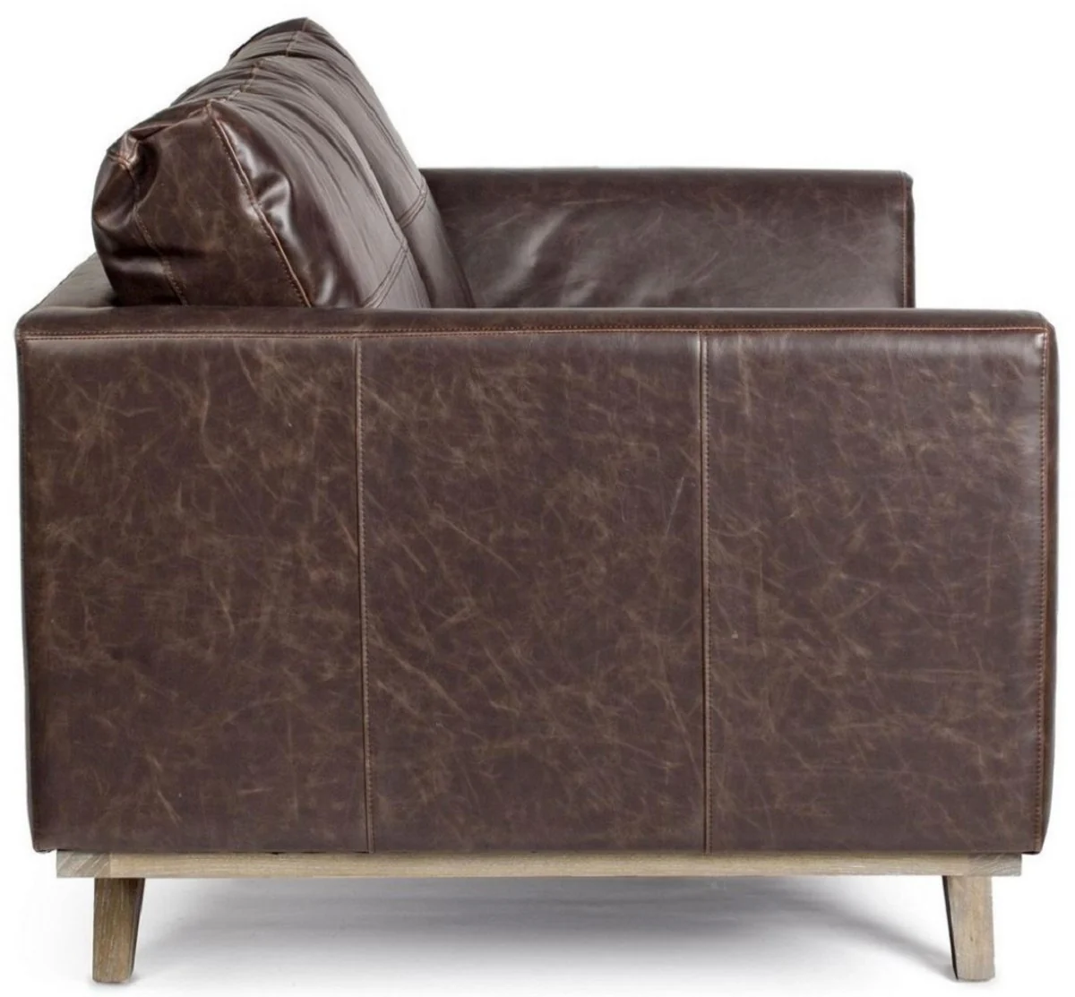 Luxury faux leather 2-seater sofa dark brown / natural color 155 x 90 x H. 82 cm - living room sofa - living room furniture - faux leather furniture - luxury furniture - luxury furnishings