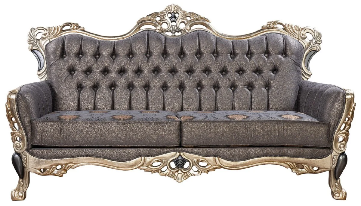 Luxury Baroque Sofa Purple / Antique Gold / Black - Baroque style living room sofa with elegant pattern - Luxury living room furniture in Baroque style - Baroque furniture - Baroque furnishings