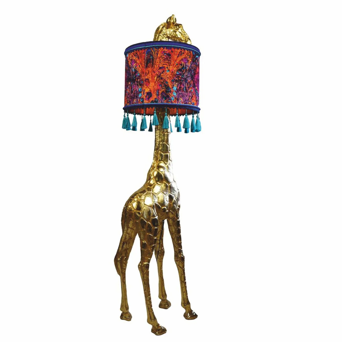 Luxury floor lamp Giraffe with lampshade gold / colorful H. 171 cm