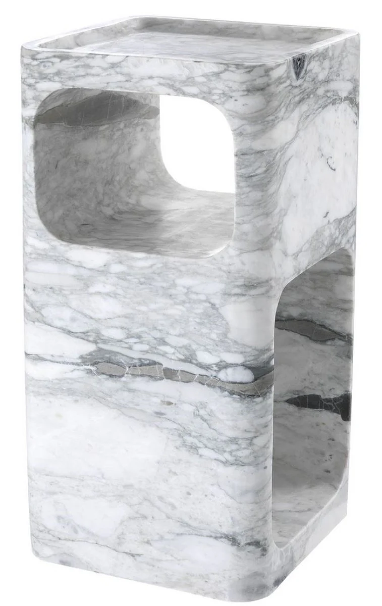 Designer marble side table white 28 x 28 x H. 55 cm - Living room furniture - Designer furniture