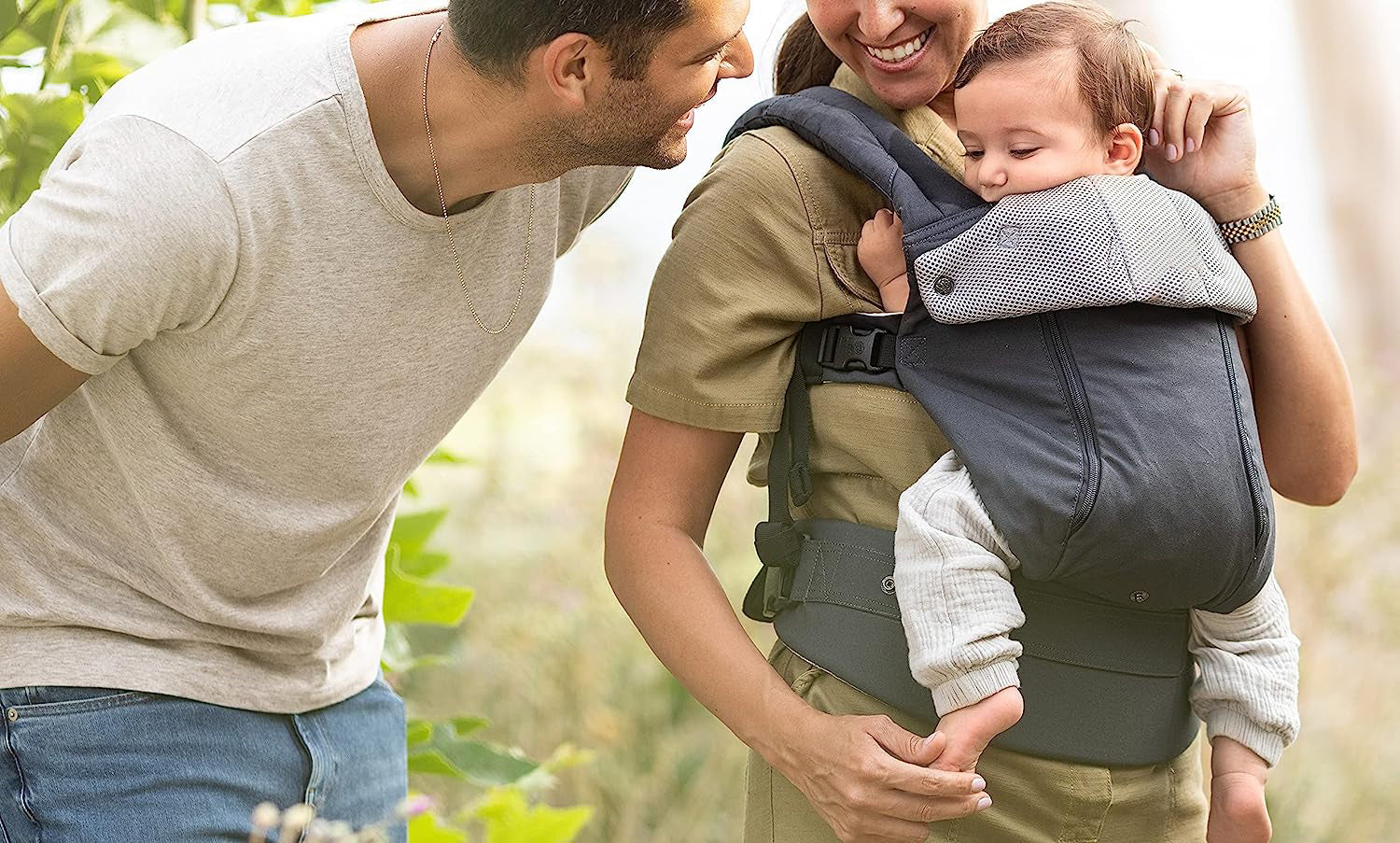 Complete All Seasons Ergonomische 6-in-1-Babytrage für Neugeborene bis Kleinkinder – mit Lordosenstütze – für Kinder von 3–20 kg – 360-Grad-Babytragemöglichkeit – nach innen und außen gerichtet – Stein