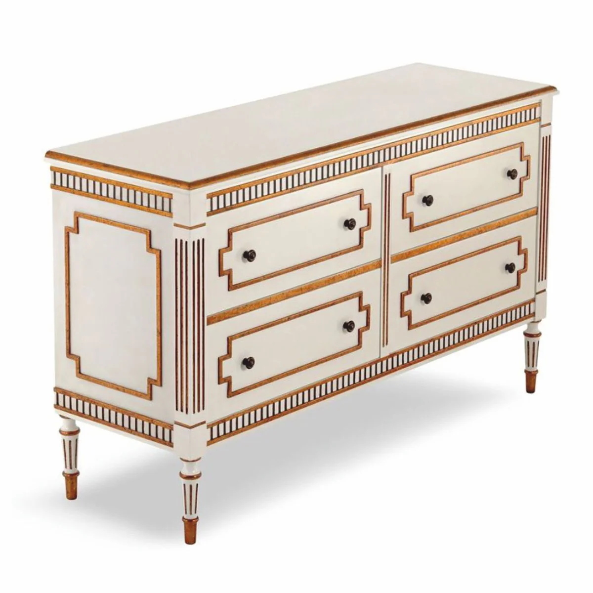 Luxury Baroque Bedroom Chest of 4 Drawers Cream / Antique Gold