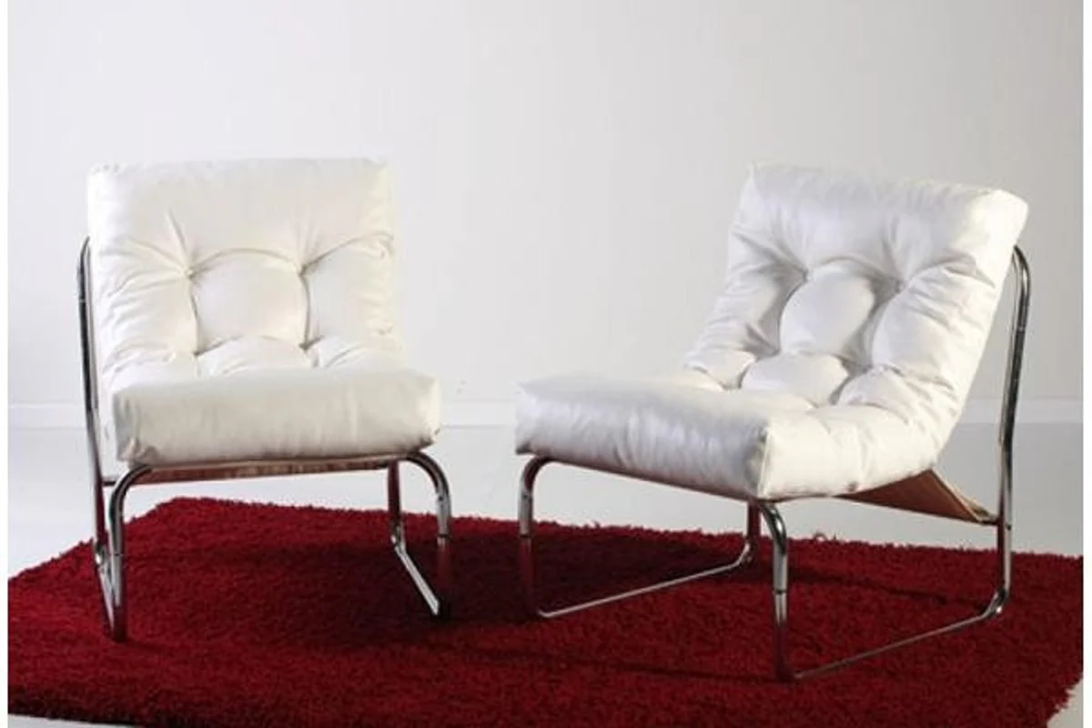 Designer Salon Chair White Leather Look - Modern Living Room Chair