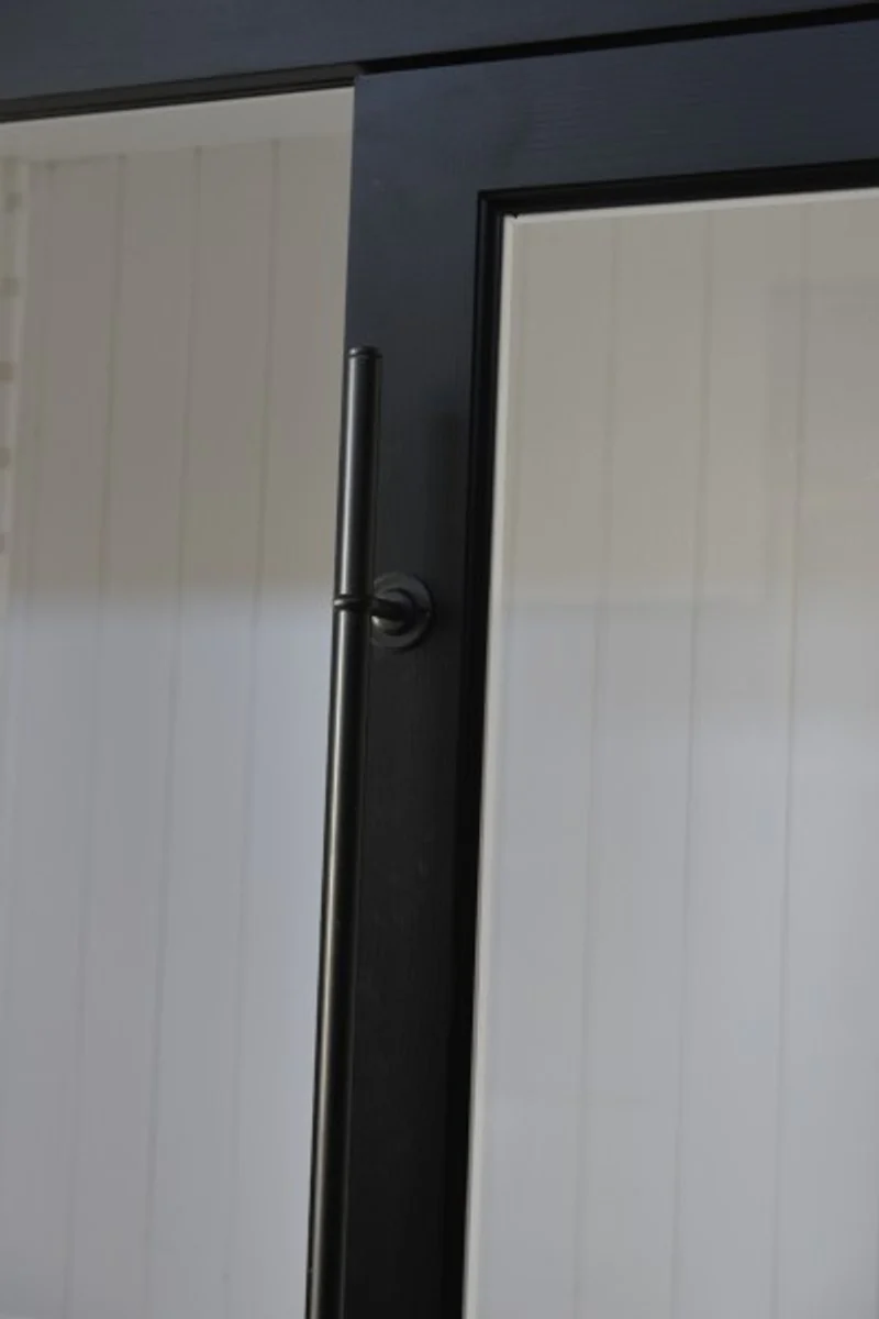 Luxury wardrobe W 226 x H 220 cm Haute Couture bedroom cupboard with glass sliding door black / white - Art Deco Art Nouveau hotel furniture