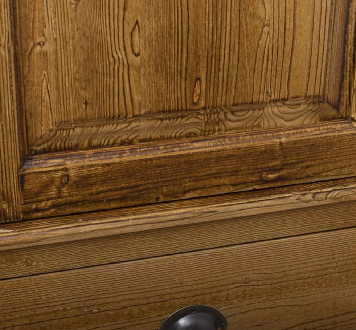 Country house style wardrobe brown 121 x 59 x H. 197 cm - solid wood bedroom wardrobe with 2 doors and 3 drawers - country house style bedroom furniture