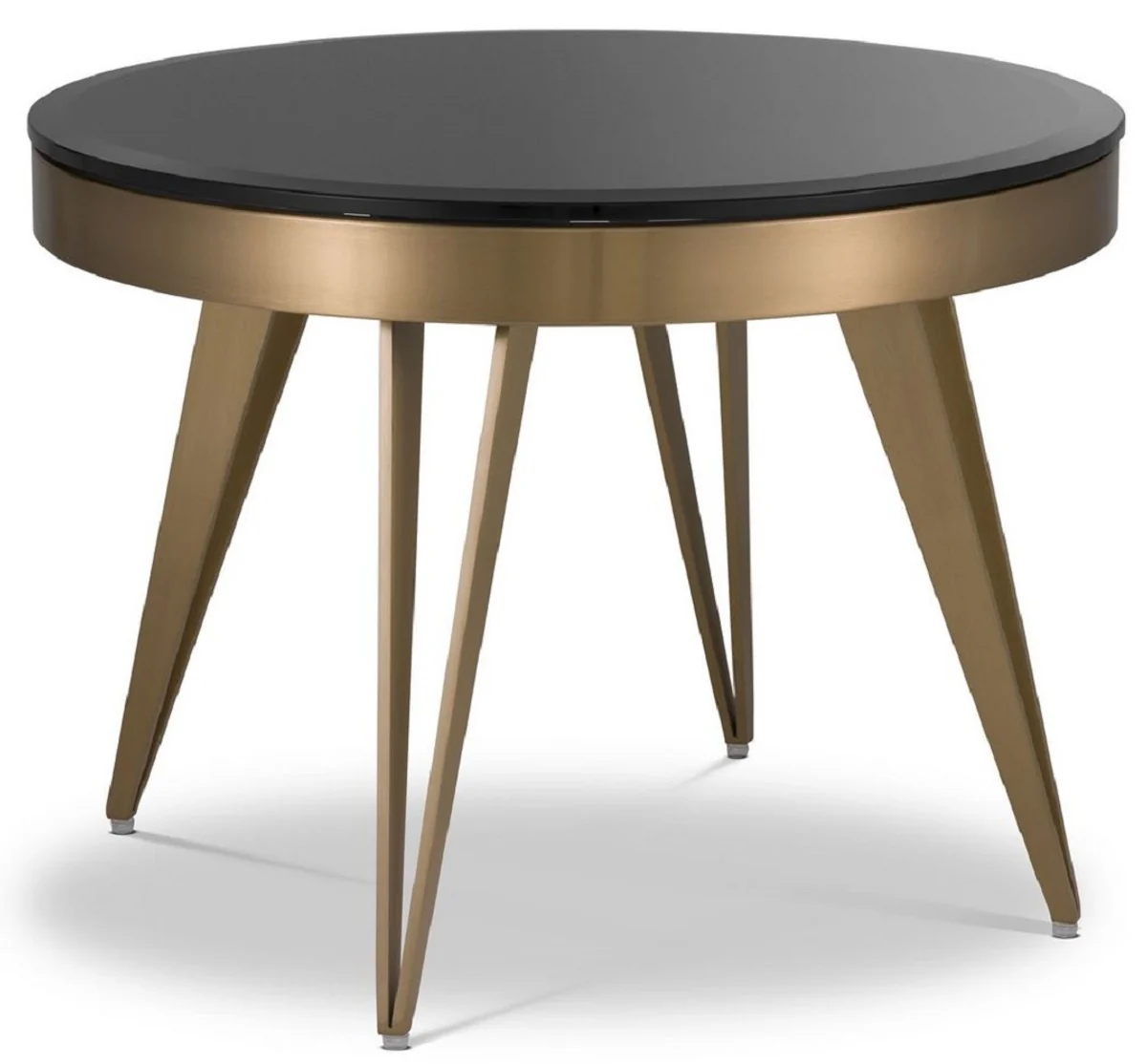 Luxury side table brass / black Ø 60 x H. 45 cm - Round stainless steel table with glass top - Living room furniture - Luxury furniture