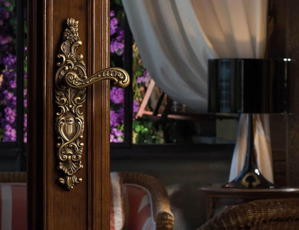 Baroque door handle set brass patinated 14.5 x H. 35 cm - Baroque furniture