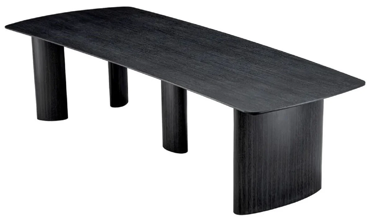Luxury dining table black gray 300 x 120 x H. 76.5 cm - solid wood kitchen table with slightly curved table top - dining room furniture - kitchen furniture - luxury furniture - luxury furnishings