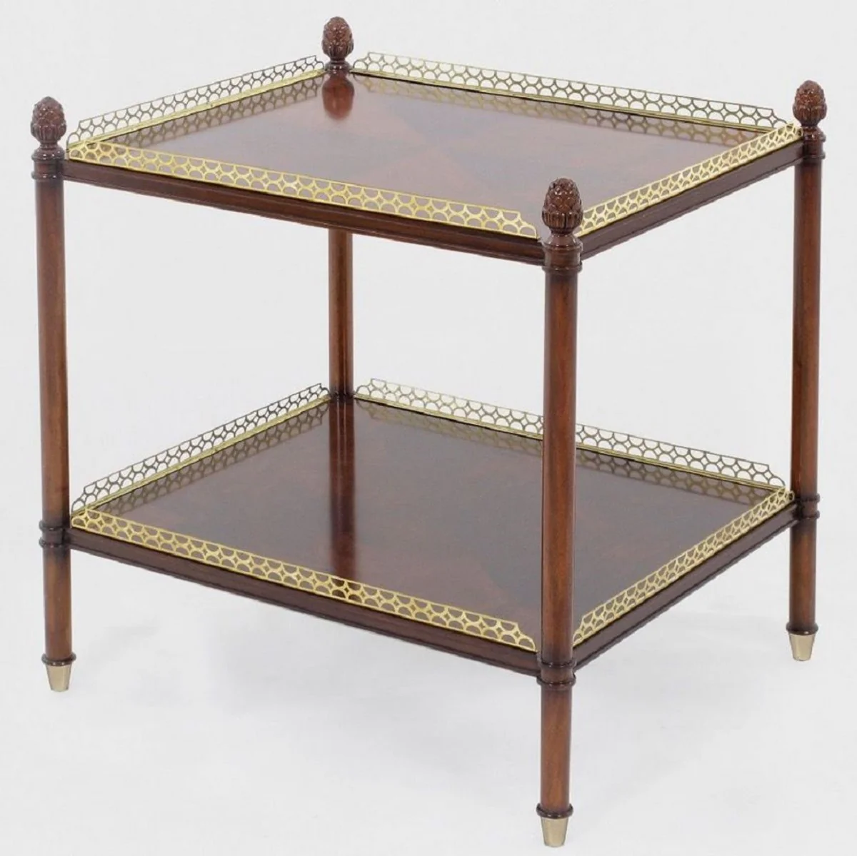 Luxury Art Nouveau side table brown / gold / brass 69 x 57 x H. 71 cm - Noble mahogany table - Living room furniture - Luxury quality