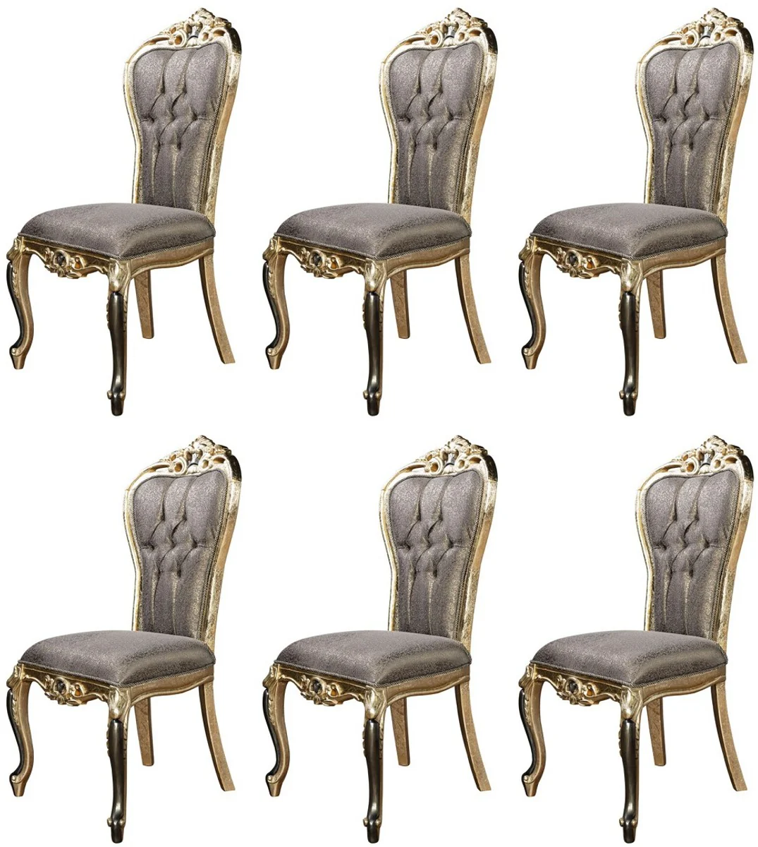 Luxury Baroque Dining Room Chair Set of 6 Purple / Antique Gold / Black - Magnificent Baroque Style Kitchen Chairs - Luxury Baroque Style Dining Room Furniture - Baroque Dining Room Furniture - Baroque Style Furniture