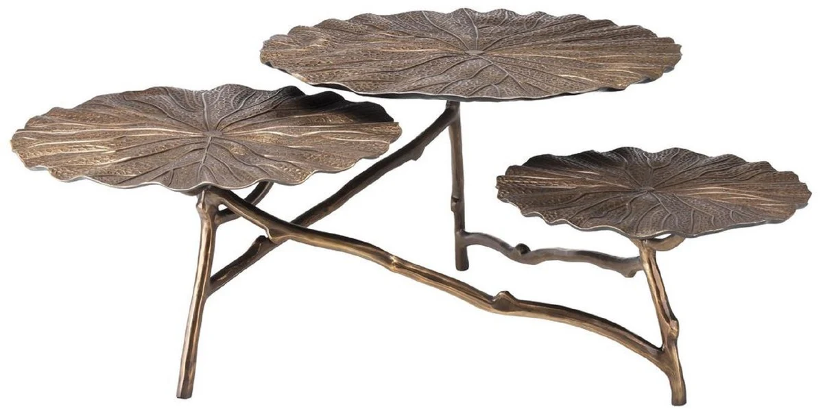 Designer coffee table antique brass H. 37 cm - aluminum living room table with 3 table tops - luxury living room furniture