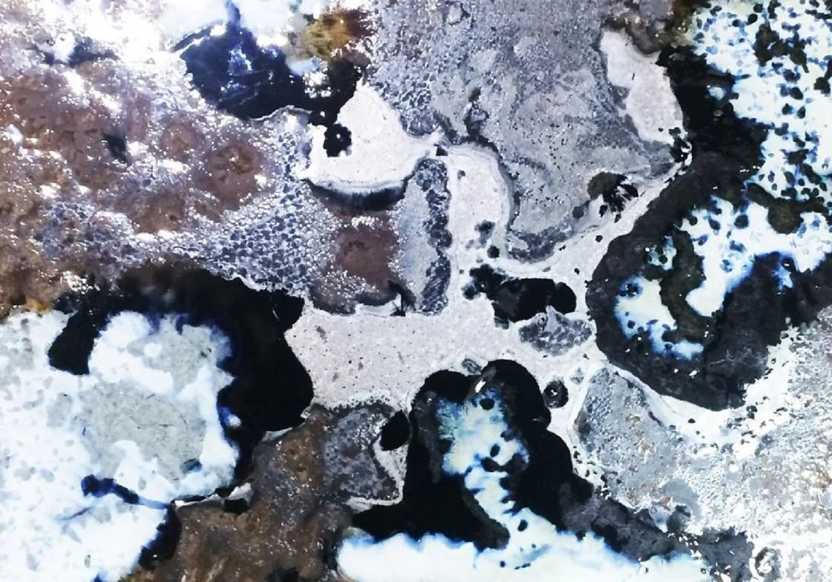 Luxury dining table natural colors / multicolored / silver 200 x 100 x H. 75 cm - modern solid wood table with elegant lava stone and stainless steel frame - dining room furniture - luxury quality