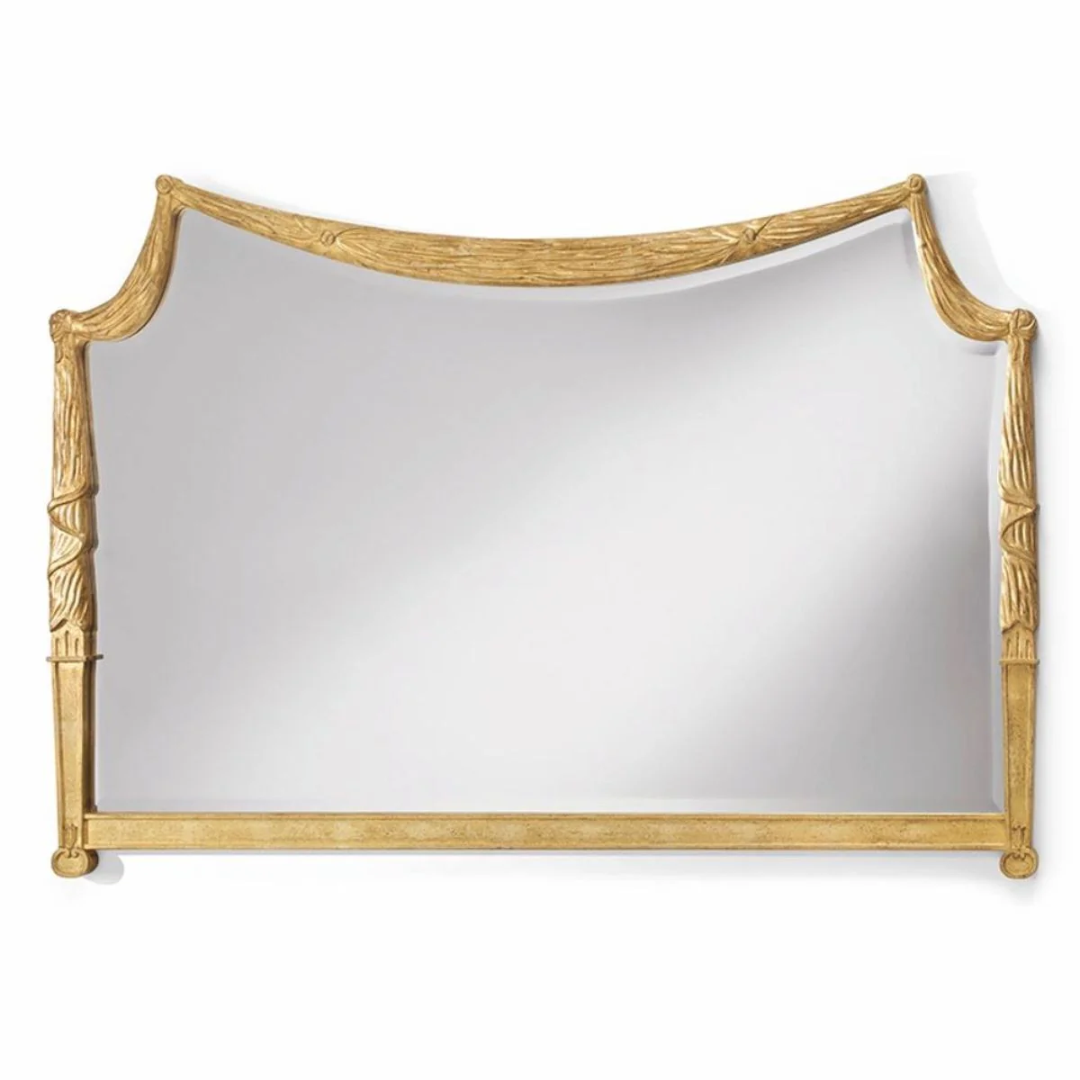 Luxury baroque solid wood mirror antique gold 163 cm - Made in Italy