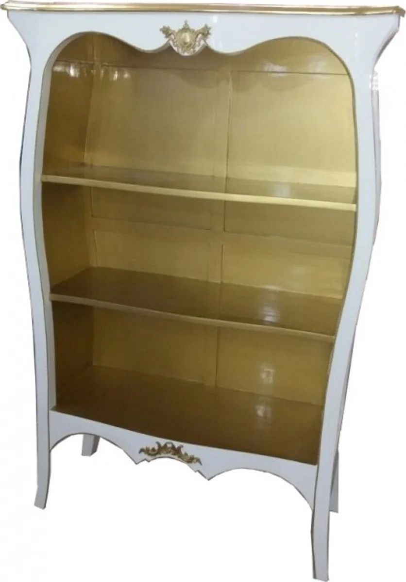 Baroque bookcase white high gloss / gold W 110 x H 169 cm bookcase shelf cabinet