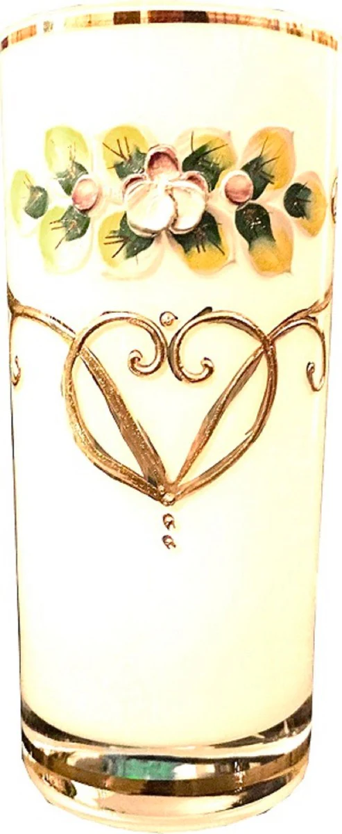 Luxury Art Nouveau water glasses set of 6 white / multicolored / gold - handmade and hand-engraved water glasses with 24 carat gold plating - hotel & restaurant accessories