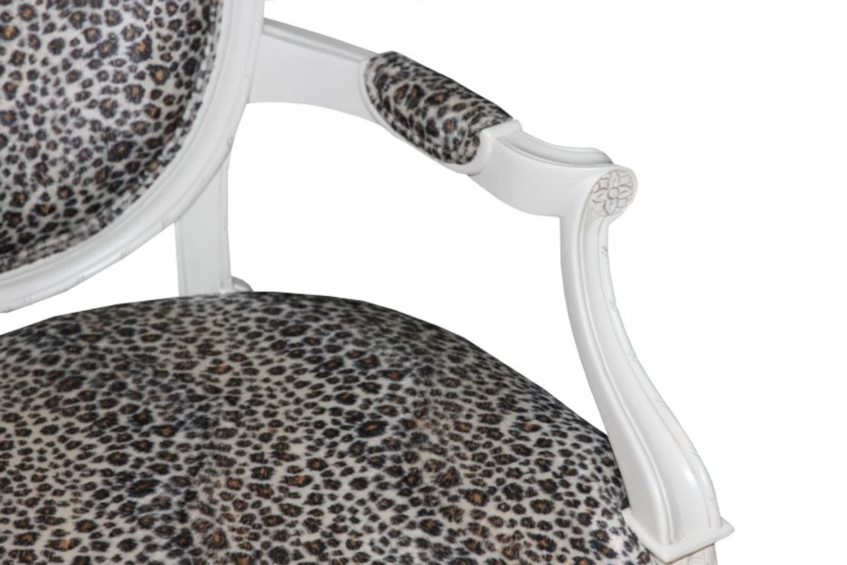 Baroque dining room chair with armrests Mod2 Leopard / Cream - Baroque furniture