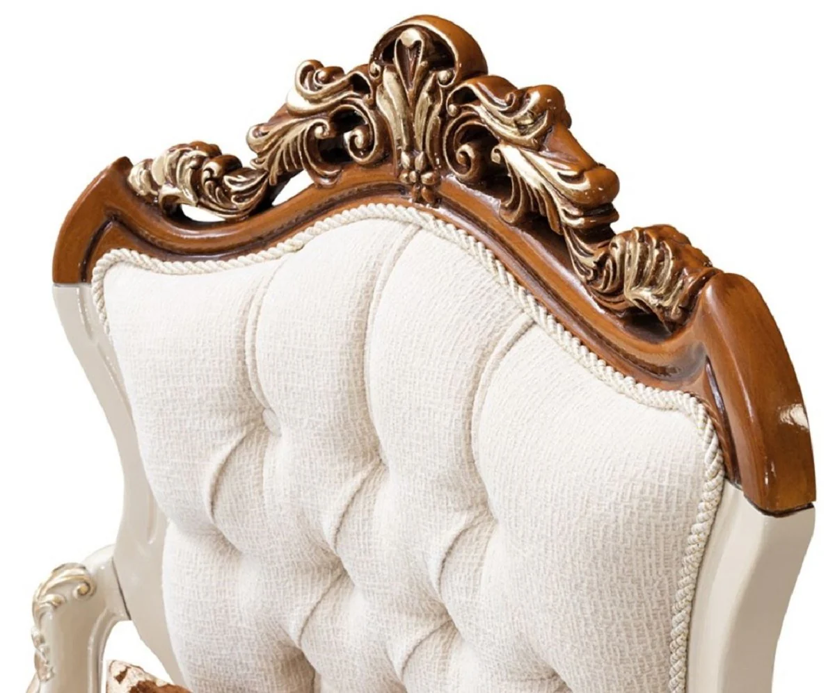 Luxus Barock Wohnzimmer Set Beige / Grau / Braun / Gold - 2 Sofas & 2 Sessel & 1 Couchtisch - Handgefertigte Wohnzimmer Möbel im Barockstil - Edel & Prunkvoll