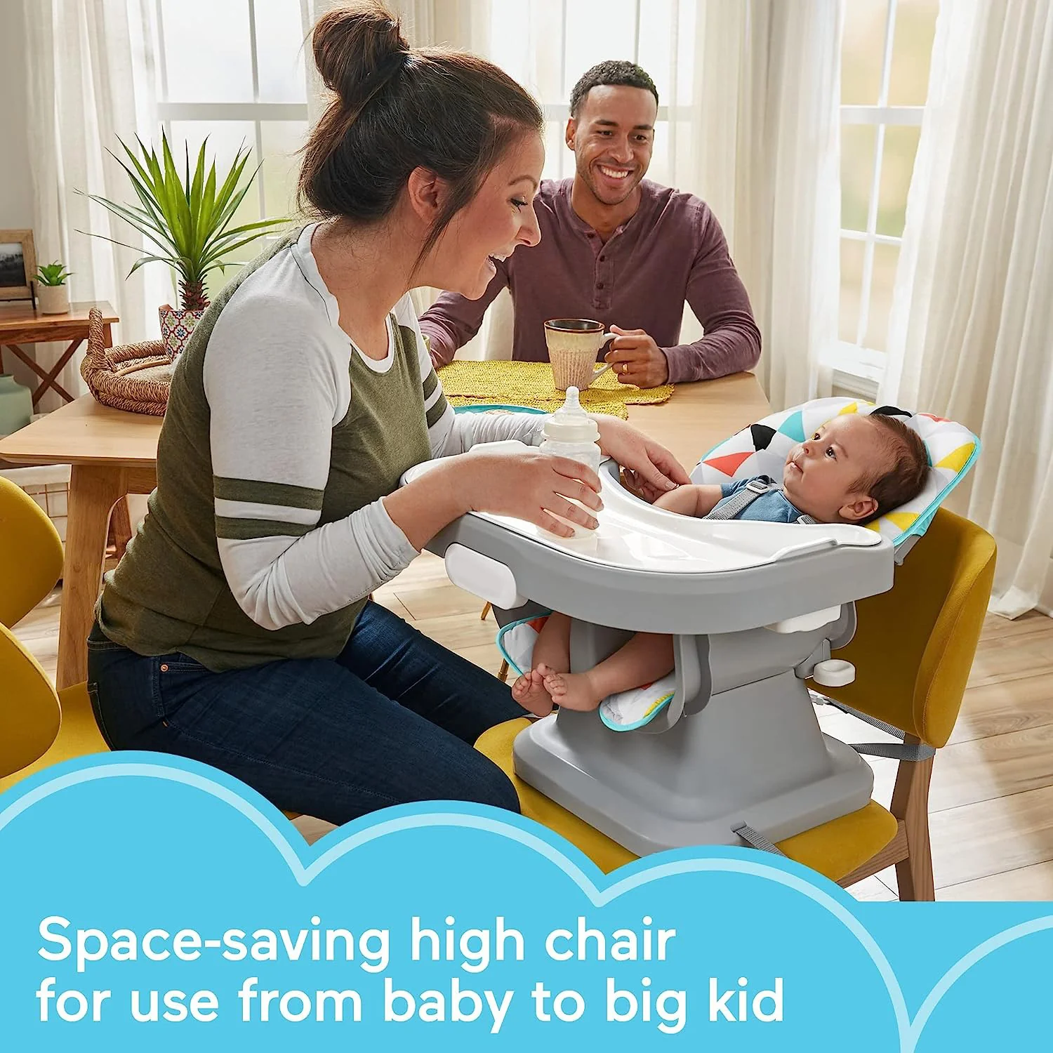 Einfacher, sauberer Hochstuhl für Babys und Kleinkinder, tragbarer Esszimmersitz mit herausnehmbarem Tabletteinsatz,