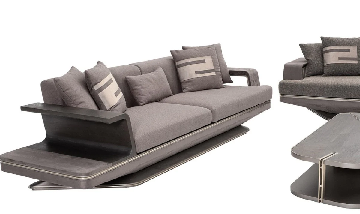 Luxury sofa gray / silver 290 x 94 x H. 76 cm - Living room sofa - Hotel sofa - Living room furniture - Living room furniture - Hotel furniture - Luxury furniture - Luxury furniture