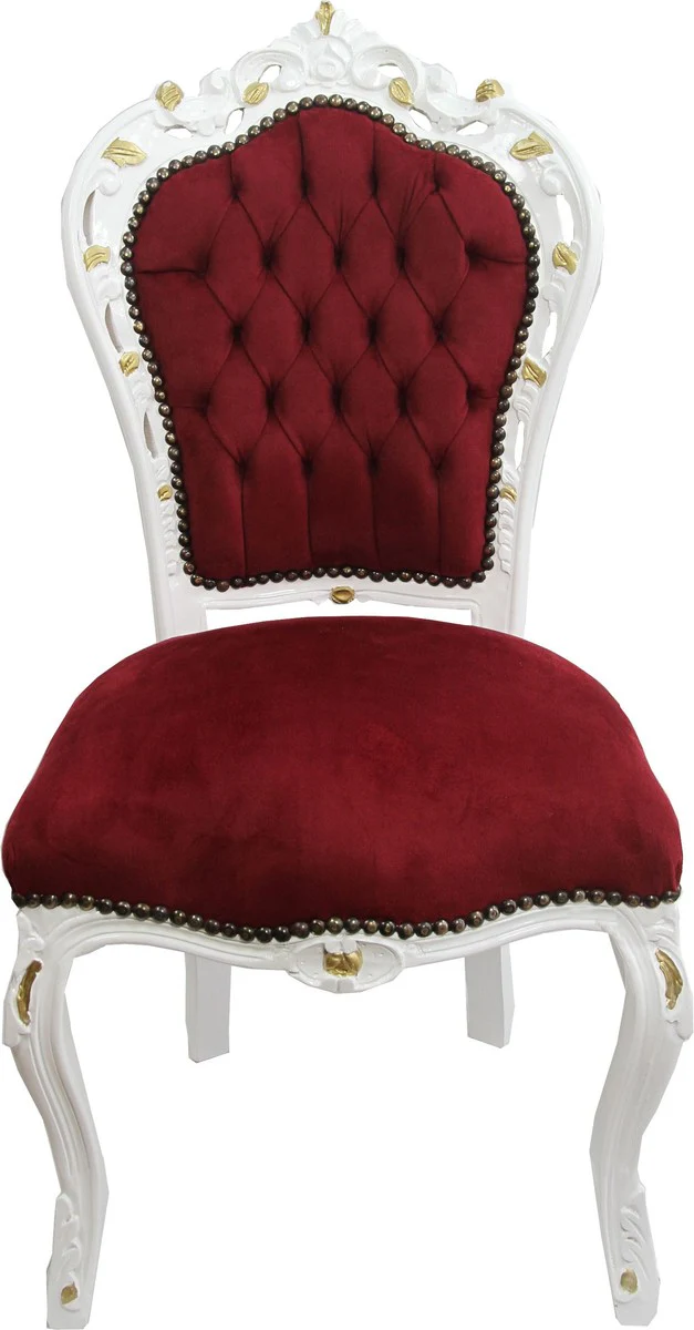 Baroque dining room chair Bordeaux / white with gold painting - antique style furniture