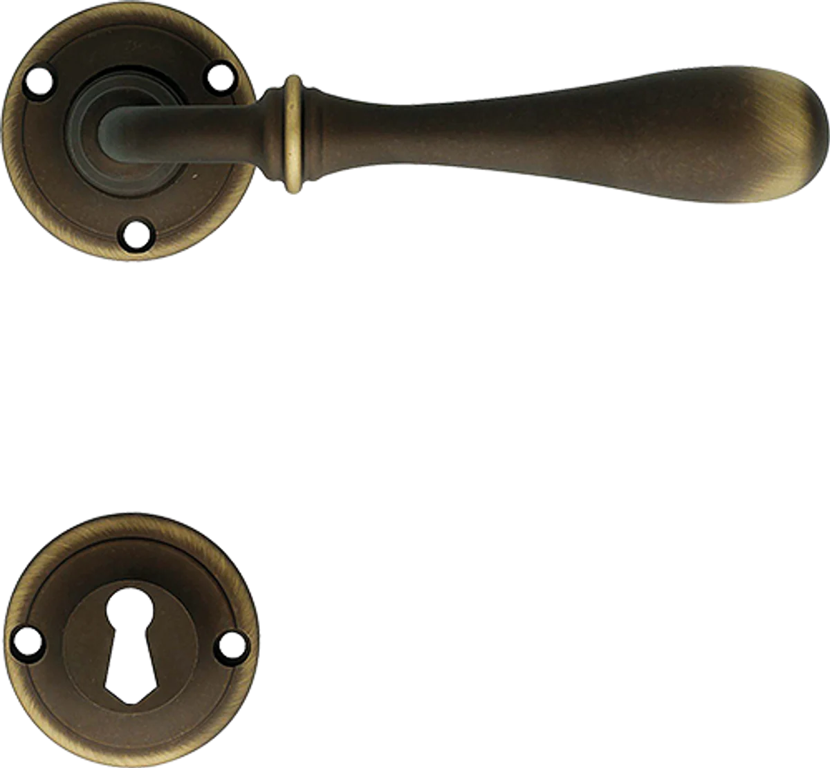 Baroque door handle set French antique style (handle with rosette) - brass door handles - Made in Italy