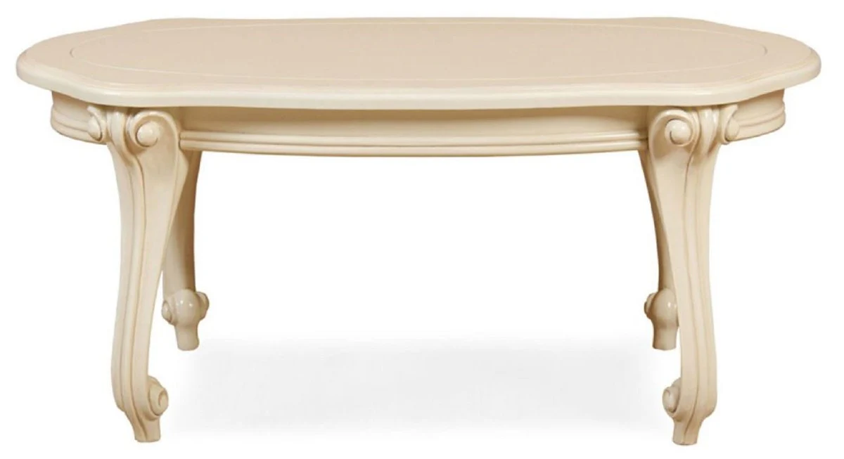 Luxury Baroque Coffee Table Cream - Handcrafted Solid Wood Living Room Table in Baroque Style - Luxury Living Room Furniture in Baroque Style - Baroque Furniture - Noble & Magnificent