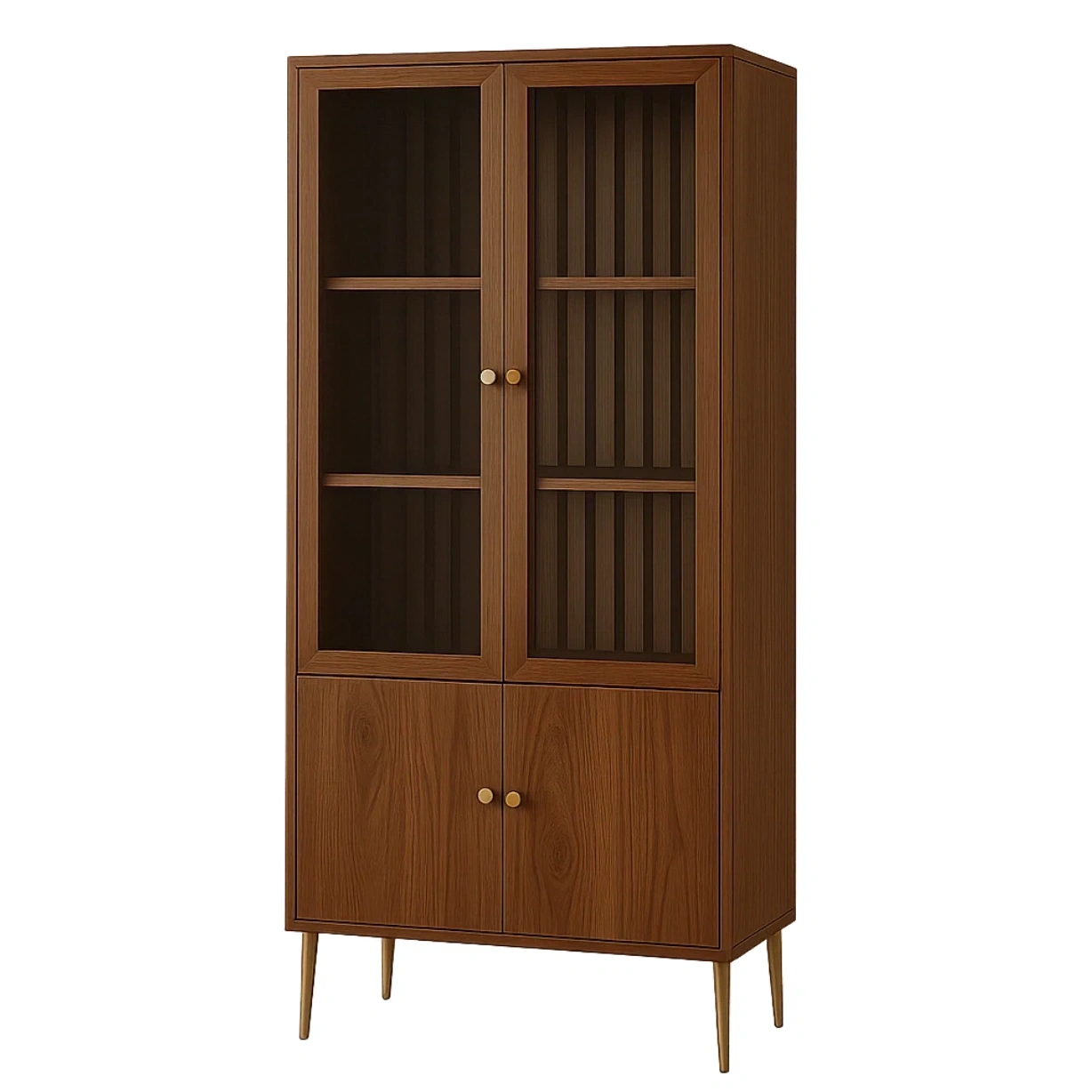 Vitrine aus Glas und Holz mit 3 Ablagen, aus Spanplatte, braun, freistehend, für Wohnzimmer oder Büro, 90 x 40 x 180 cm - zie1ODsokFdY