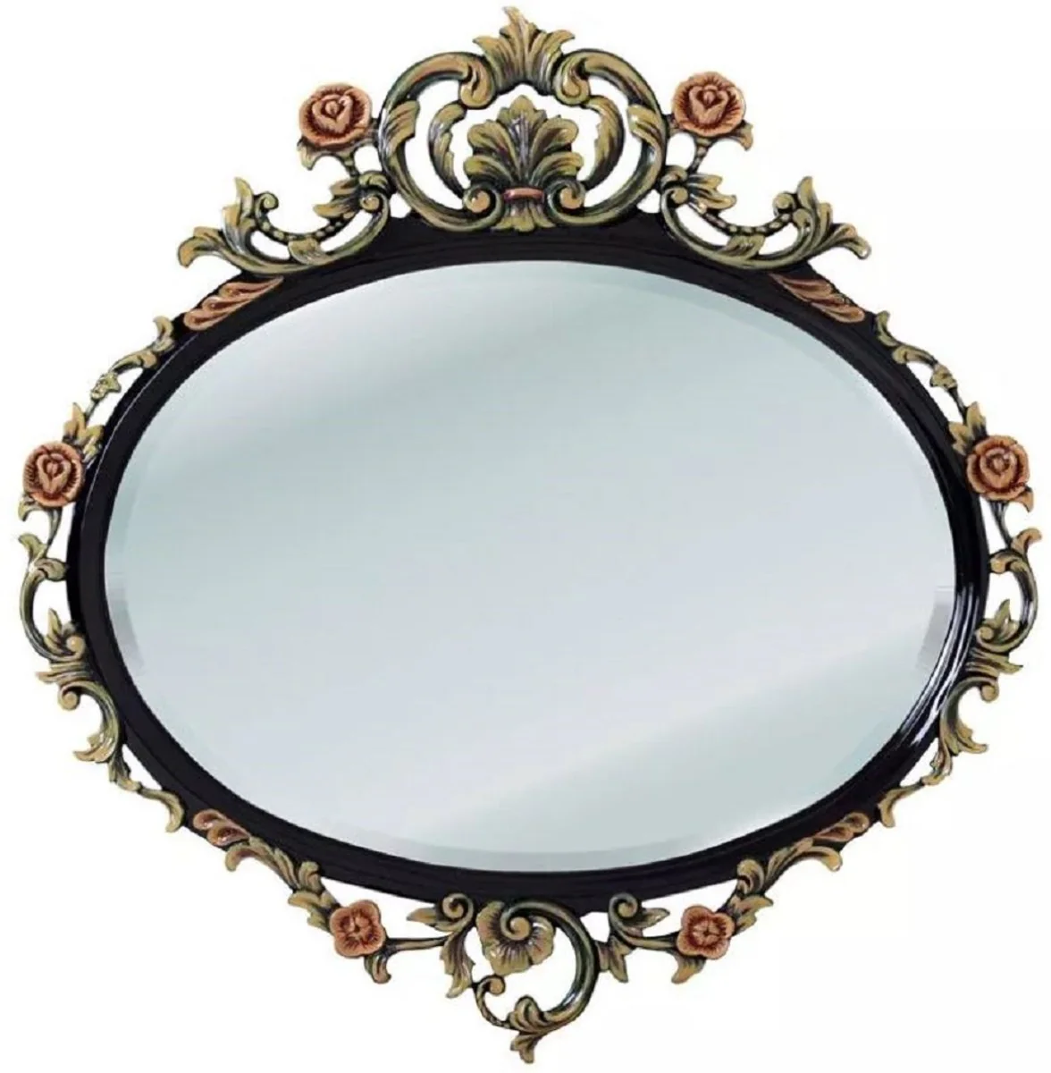 Luxury Baroque Mirror Black / Multicolored - Magnificent solid wood wall mirror in Baroque style - Luxury furniture in Baroque style - Baroque furniture - Noble & magnificent