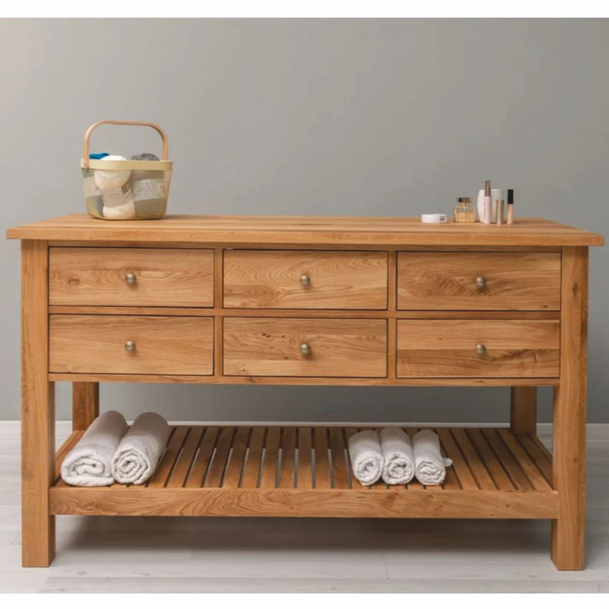 Country house style chest of drawers with 6 drawers brown 156 cm - country house style furniture