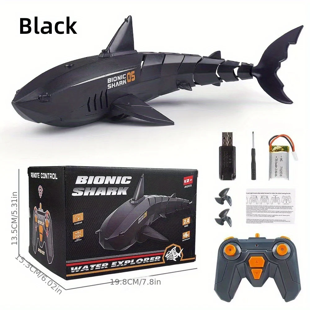 Simulation Elektrische Fernbedienung Licht Hai Wasser Spielen Schaukel Blau Meer Schnellboot Riesen Zahn Hai Mechanische Modell Spielzeug