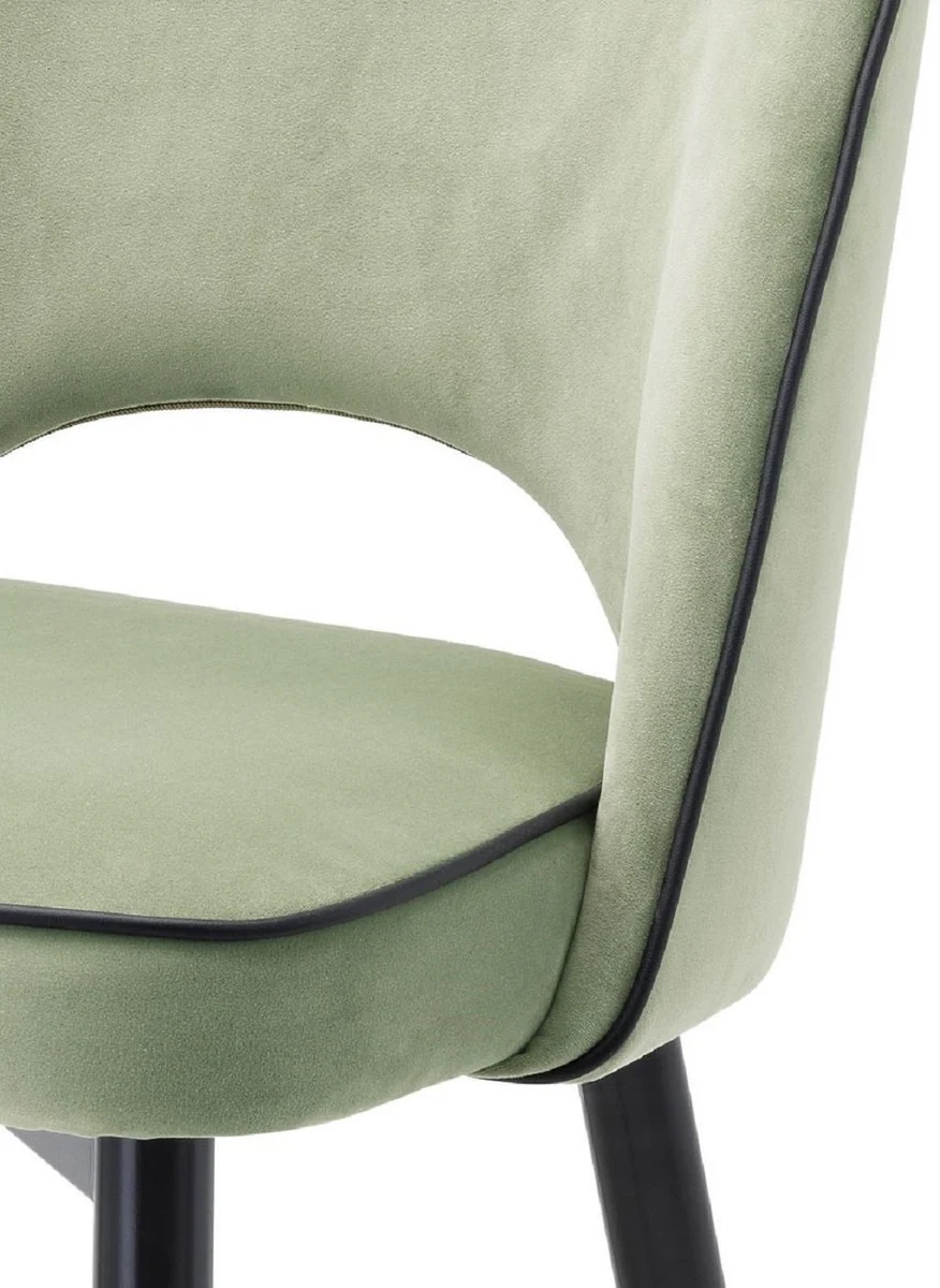 Luxury dining room chair set pistachio green / black / brass 53 x 56 x H. 84 cm - Dining room chairs with elegant velvet fabric - Dining room furniture