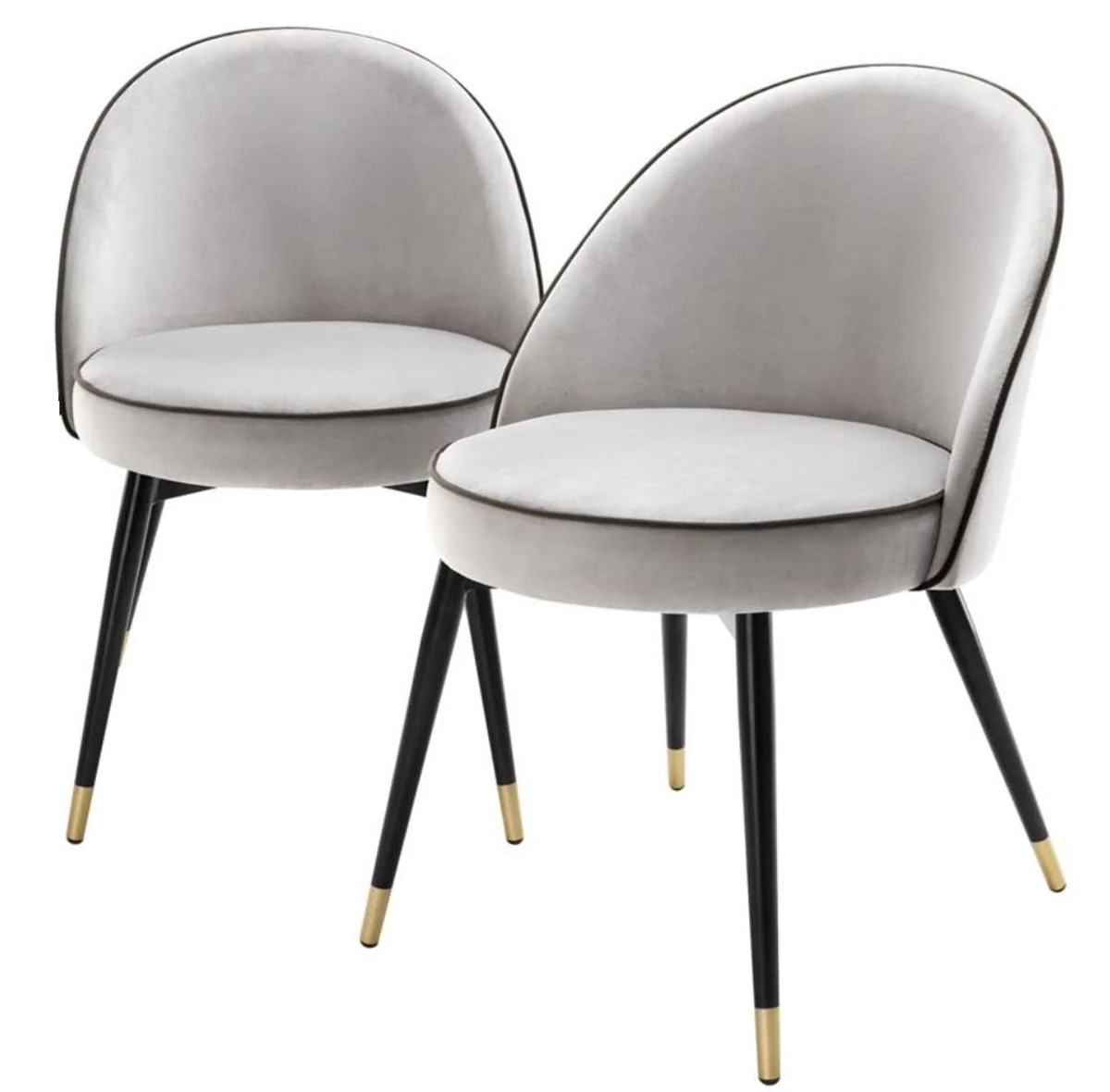 Luxury dining room chair set light gray / black / brass 55 x 64 x H. 83 cm - Dining room furniture - Luxury collection