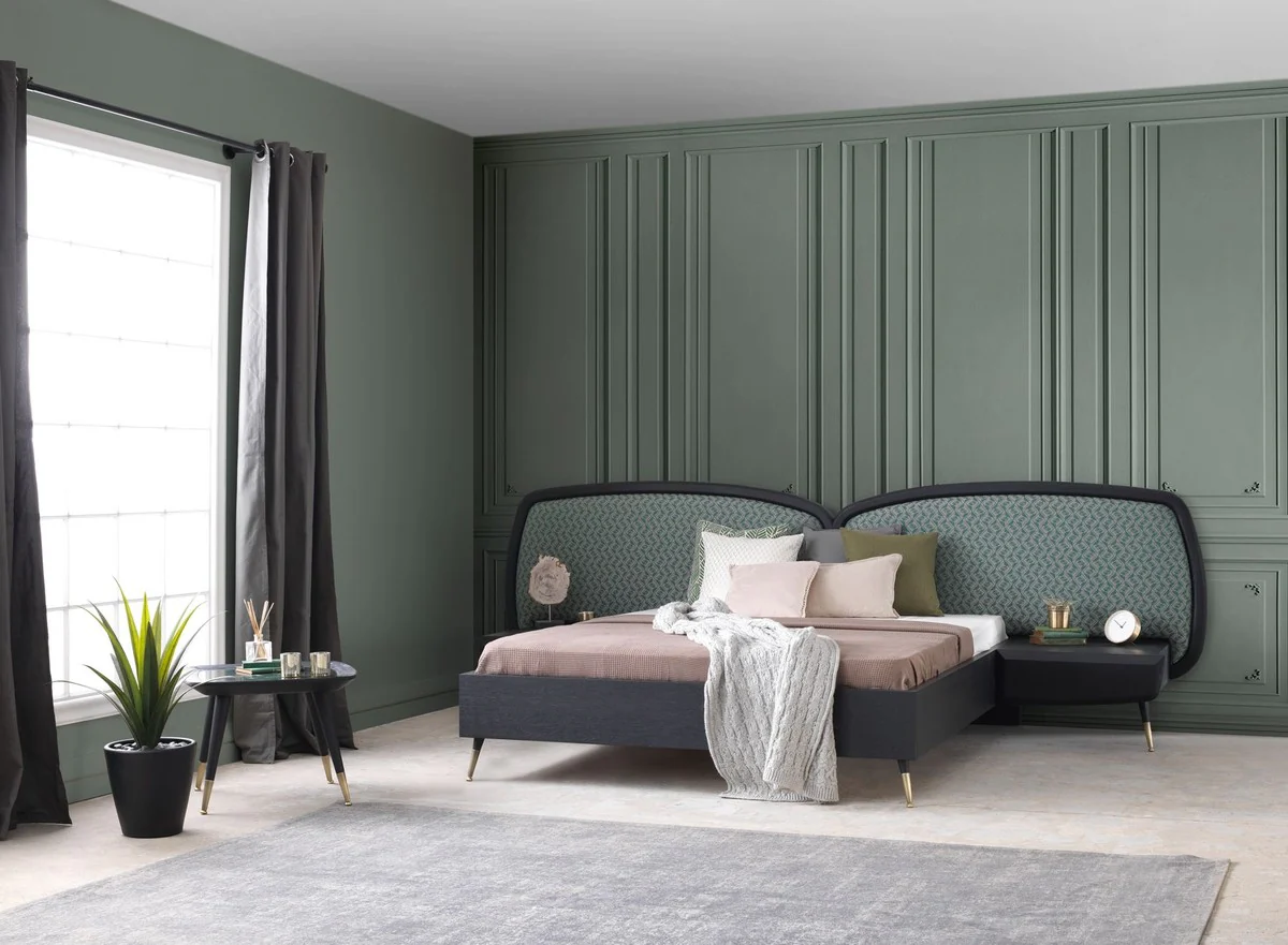 Luxury side table black / green / antique brass 60 x 60 x H. 44 cm - Square table with marble top - Living room furniture - Hotel furniture - Luxury furniture