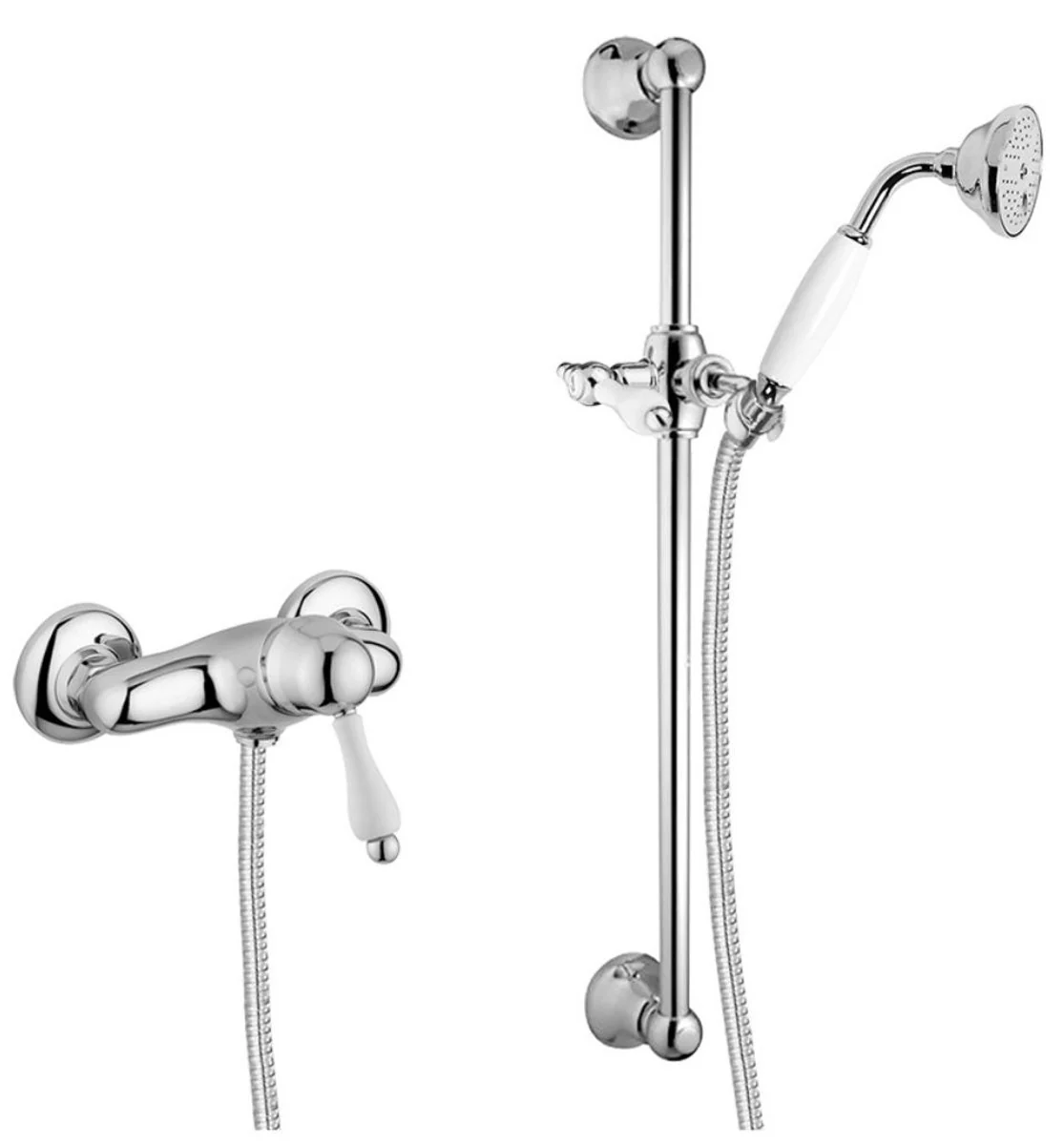 Luxury bathroom shower set exposed single lever shower mixer silver / white - shower shower set with shower rail
