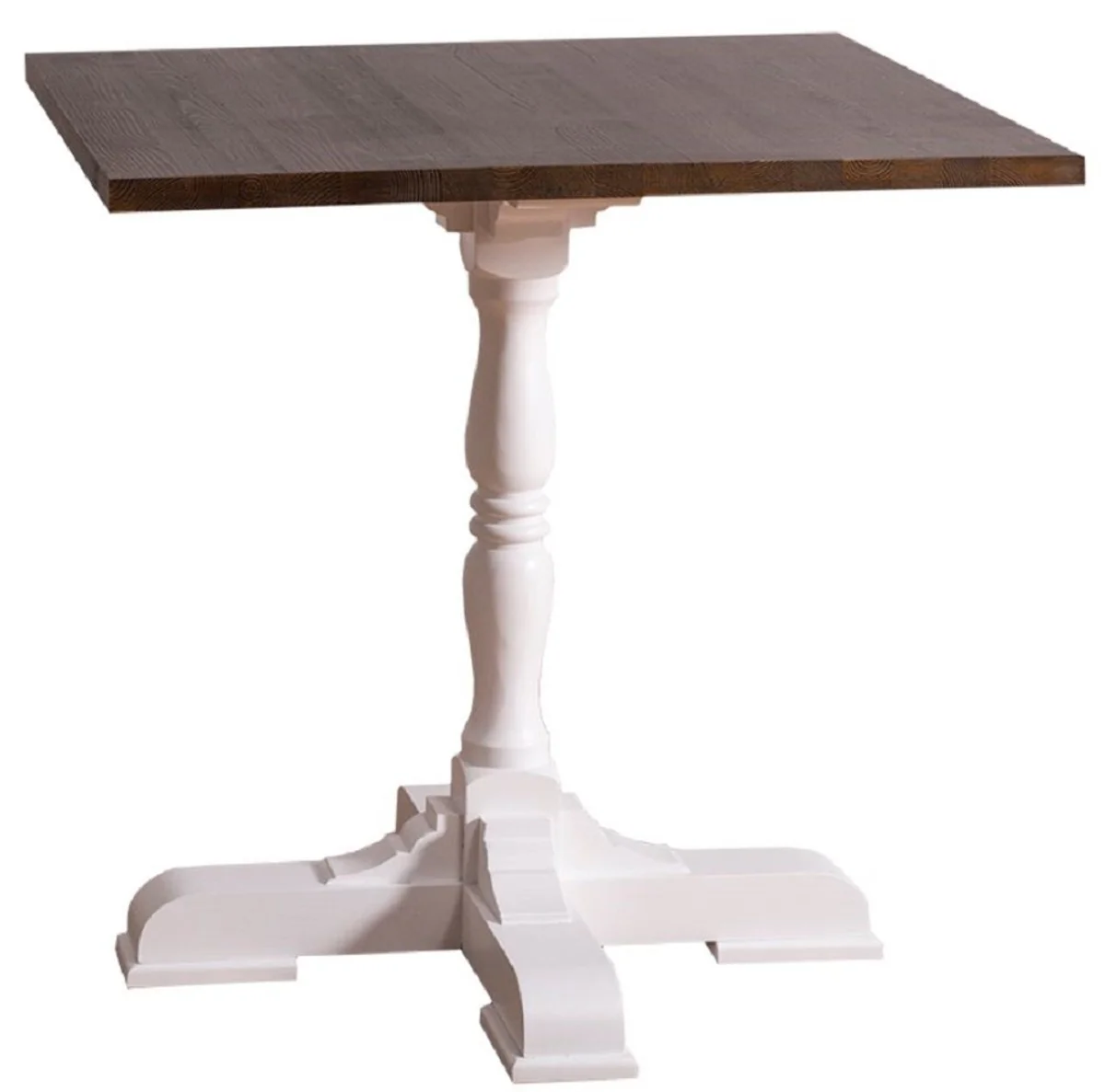 Country house style dining table white / dark brown 80 x 80 x H. 78 cm - kitchen table in country house style