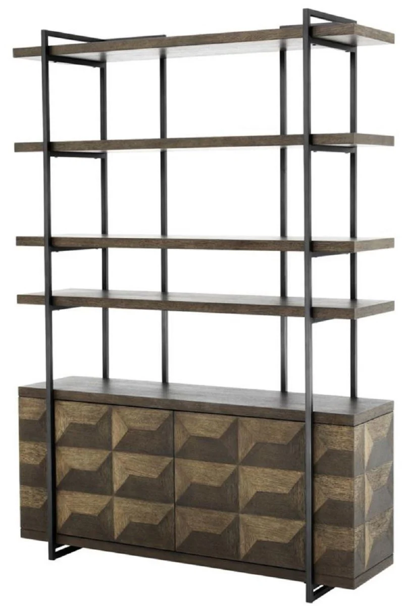 Luxury shelf cabinet with 2 doors brown / bronze 140 x 40 x H. 200 cm - living room cabinet