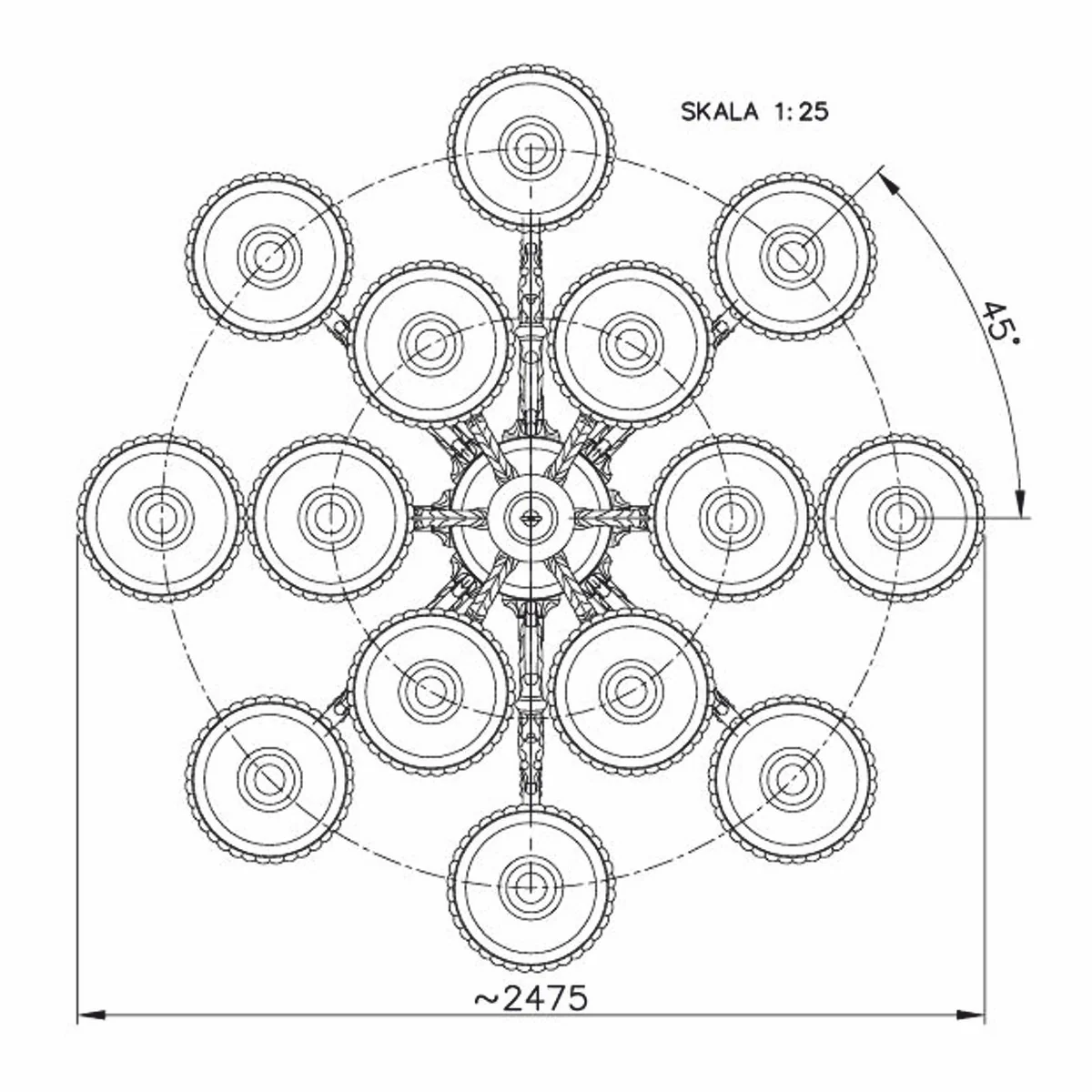 Luxury Baroque Chandelier Gray Ø 247.5 x H. 250 cm - Huge Hotel Chandelier